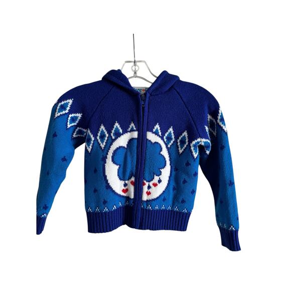 Grumpy Care Bears Hoodie Jumper Size 4T Blue Zip Up Knit Sweater Discontinued - Picture 1 of 6